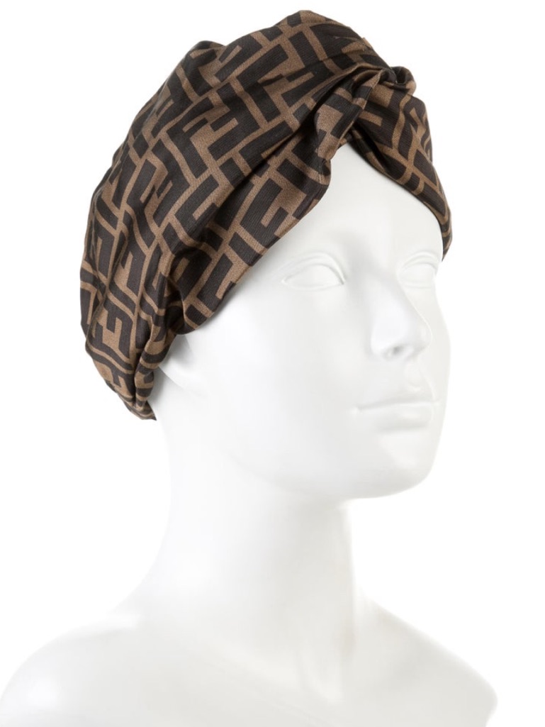 Fendi Signature Ff Brown Silk Zucca Print Headband Hair Accessories Dustbag